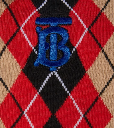 Shop Burberry Argyle-knit Socks In 红色