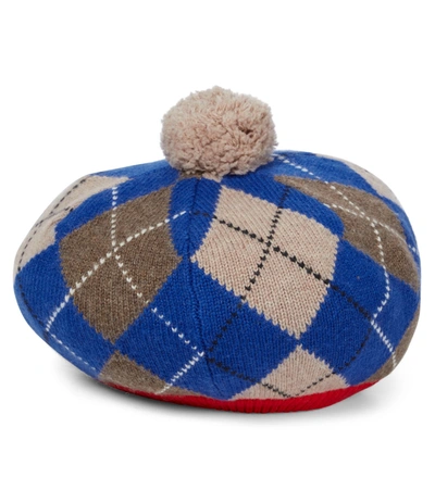 Shop Burberry Wool-blend Beret In 蓝色