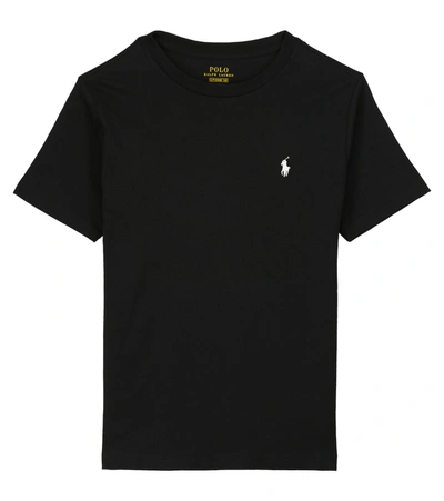 Shop Polo Ralph Lauren Embroidered Cotton T-shirt In 黑色