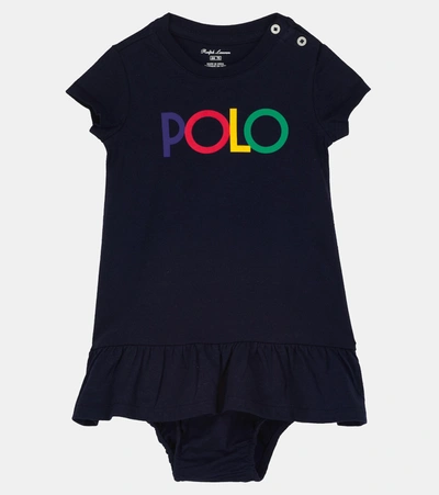 Shop Polo Ralph Lauren Baby Dress And Bloomers Set In 蓝色