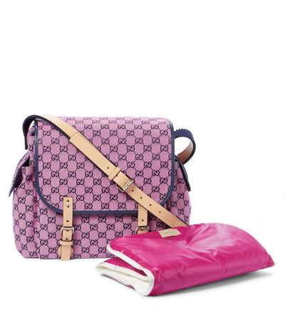 Shop Gucci Baby Gg Canvas Changing Bag And Mat Set In 粉红色
