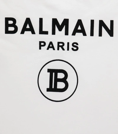 Shop Balmain Baby Logo Cotton Bunting Bag In 白色