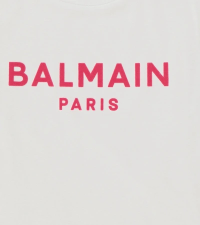 Shop Balmain Logo Cotton T-shirt In 白色