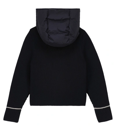 Shop Moncler Knit-sleeve Down Jacket In 蓝色