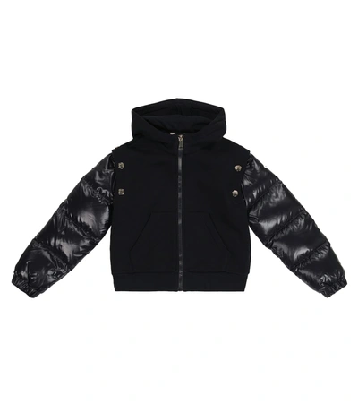 Shop Moncler Zipped Cotton-blend Hoodie In 蓝色