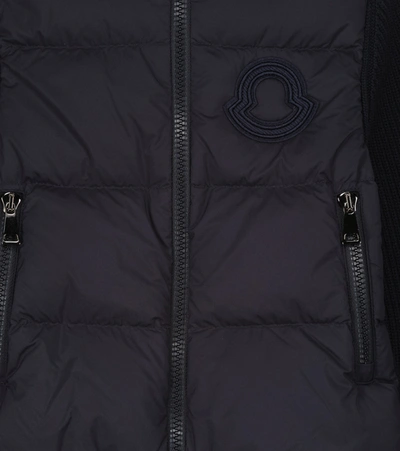 Moncler Knit-sleeve Down Jacket In 蓝色
