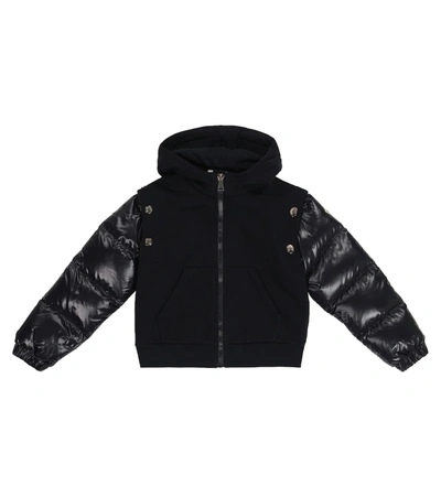 Shop Moncler Zipped Cotton-blend Hoodie In 蓝色