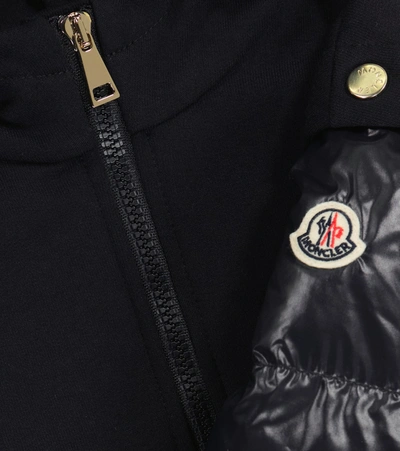 Shop Moncler Zipped Cotton-blend Hoodie In 蓝色