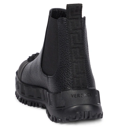 Shop Versace Medusa Leather Boots In 黑色