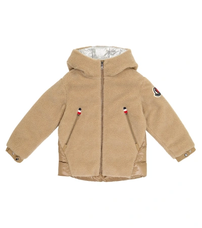 Shop Moncler Gizem Hooded Logo Fleece Jacket In 棕色