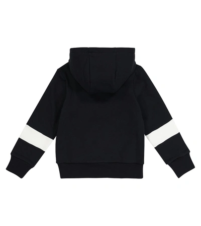 Shop Moncler Cotton And Quilted Down Hoodie In 蓝色