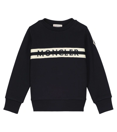 Shop Moncler Logo Cotton Sweatshirt In 蓝色