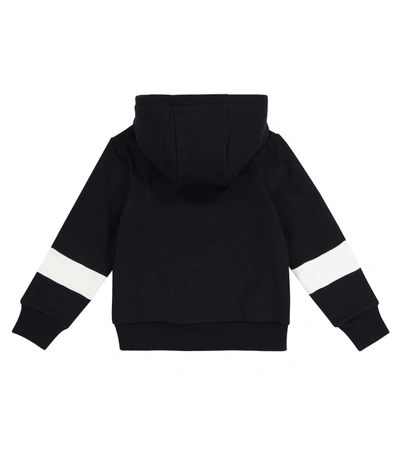 Shop Moncler Cotton And Quilted Down Hoodie In 蓝色