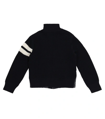 Moncler Quilted Down And Wool-blend Cardigan In 蓝色