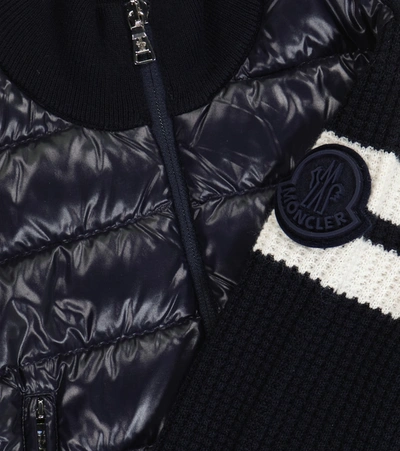 Shop Moncler Quilted Down And Wool-blend Cardigan In 蓝色