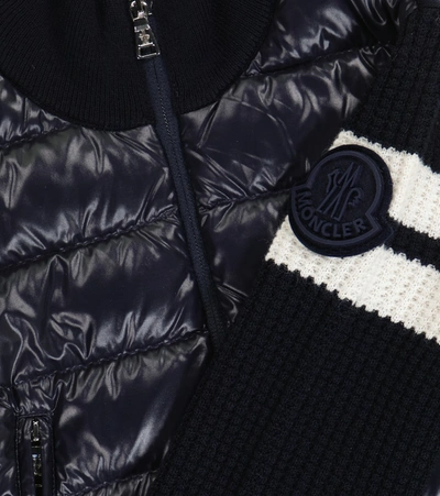 Shop Moncler Quilted Down And Wool-blend Cardigan In 蓝色