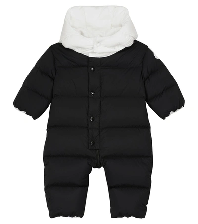 Shop Moncler Baby Billur Quilted Down Snowsuit In 黑色