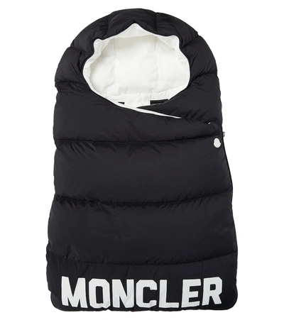 Shop Moncler Logo Down Bunting Bag In 黑色