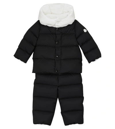 Shop Moncler Baby Guroshe Quilted Down Snowsuit In 黑色