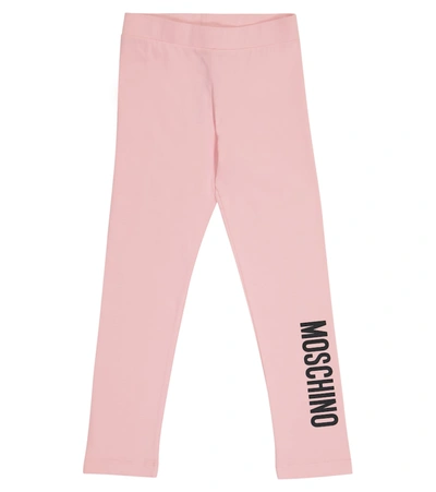 Shop Moschino Logo Stretch-cotton Leggings In 粉红色