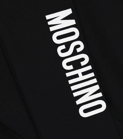 Shop Moschino Logo Stretch-cotton Leggings In 黑色