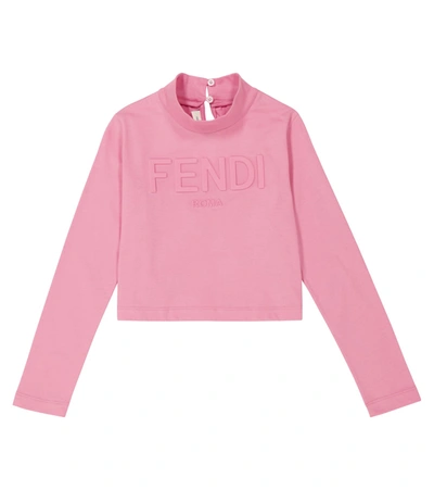 Shop Fendi Logo Turtleneck Sweater In 粉红色
