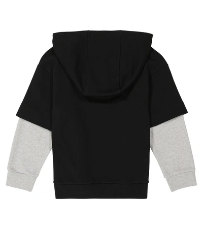 Shop Fendi Logo Cotton Jersey Hoodie In 黑色