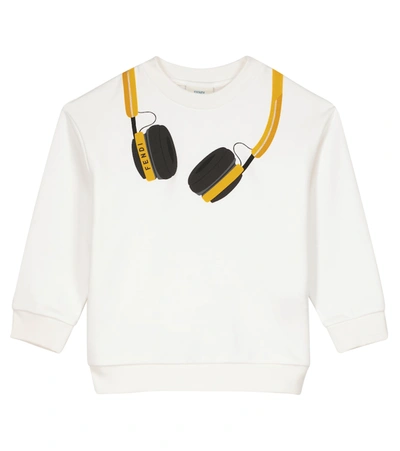 Shop Fendi Printed Cotton Jersey Sweatshirt In 白色