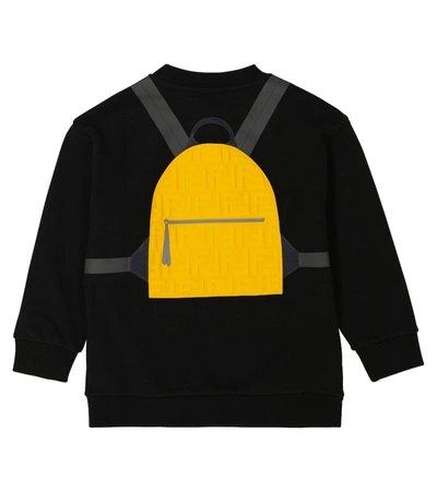Shop Fendi Printed Cotton Jersey Sweatshirt In 黑色