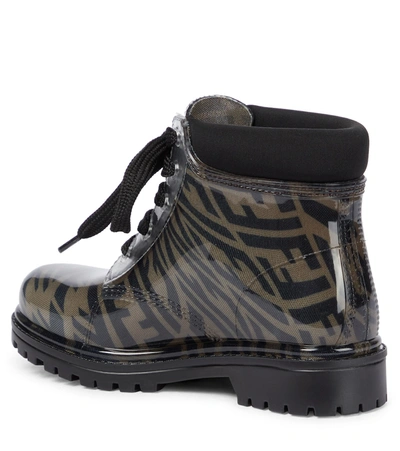 Shop Fendi Ff Vertigo Printed Rubber Ankle Boots In 棕色