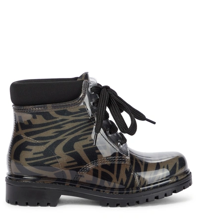 Shop Fendi Ff Vertigo Printed Rubber Ankle Boots In 棕色