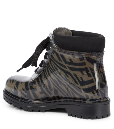 Shop Fendi Ff Vertigo Printed Rubber Ankle Boots In 棕色