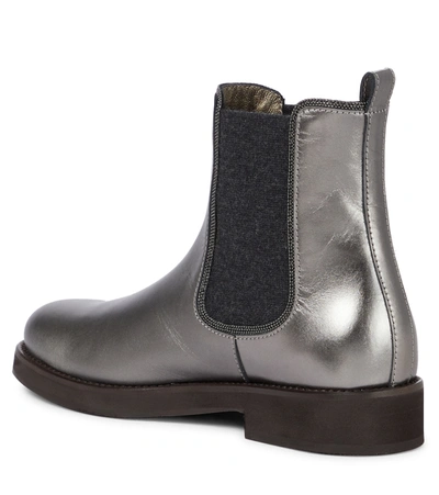 Shop Brunello Cucinelli Leather Chelsea Boots In 银色