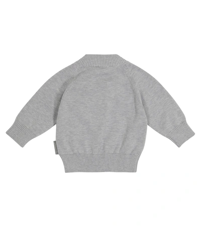 Shop Moncler Baby Logo Cotton Sweater In Grey