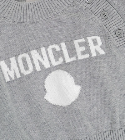 Moncler Baby Logo Cotton Sweater In Grey