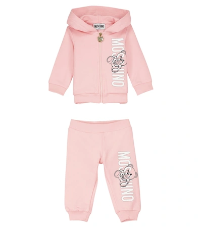 Shop Moschino Baby Teddy Hoodie And Sweatpants Set In Pink