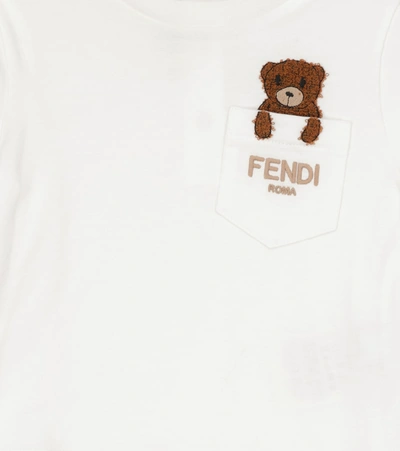 Shop Fendi Baby Logo Stretch-cotton T-shirt In White