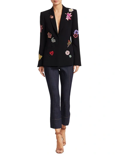 Shop Cinq À Sept Women's Rumi Botanical Embroidered Blazer In Black Multi