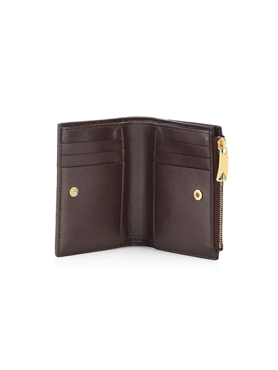 Shop Bottega Veneta Mini Bi-fold Leather Wallet In Grape Gold