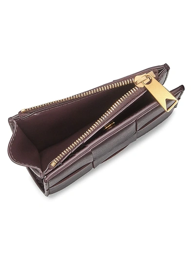 Shop Bottega Veneta Mini Bi-fold Leather Wallet In Grape Gold