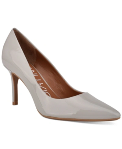 Shop Calvin Klein Women's Gayle Pointy Toe Pumps Women's Shoes In Light Gray Ash Patent