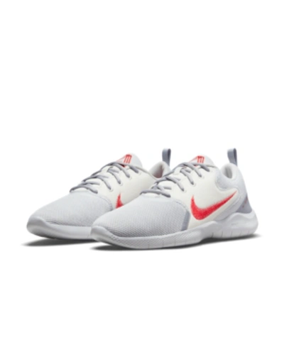 Shop Nike Men's Flex Experience Run 10 Running Sneakers From Finish Line In Platinum Tint, Chile Red