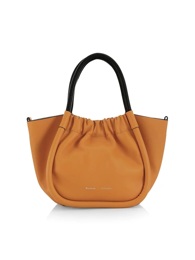 Shop Proenza Schouler Small Ruched Leather Tote In Tapenade