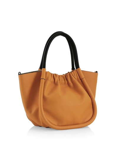 Shop Proenza Schouler Small Ruched Leather Tote In Tangerine Tango