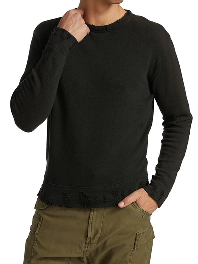 Shop R13 Distressed Crewneck Sweatshirt In Washed Black