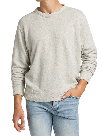 Shop R13 Distressed Crewneck Sweatshirt In Heather Grey