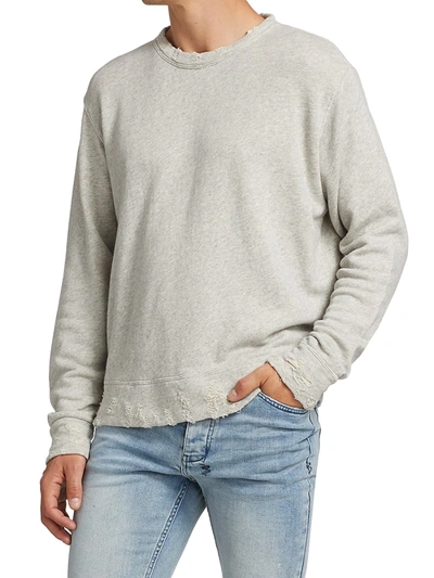 Shop R13 Distressed Crewneck Sweatshirt In Heather Grey