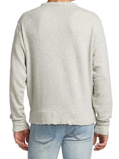 Shop R13 Distressed Crewneck Sweatshirt In Heather Grey