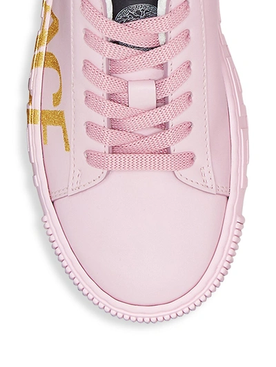 Shop Versace Little Girl's & Girl's Leather Logo Sneakers In Light Pink