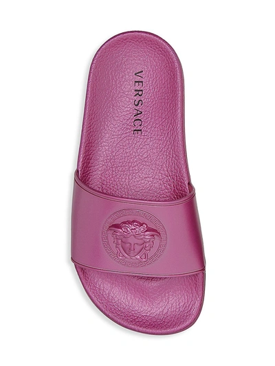 Shop Versace Little Girl's & Girl's Embossed Slide Sandals In Pink